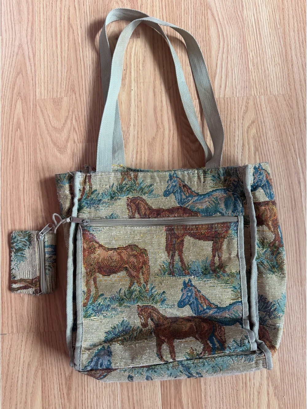 Vintage Horse Tapestry Canvas Purse Tote